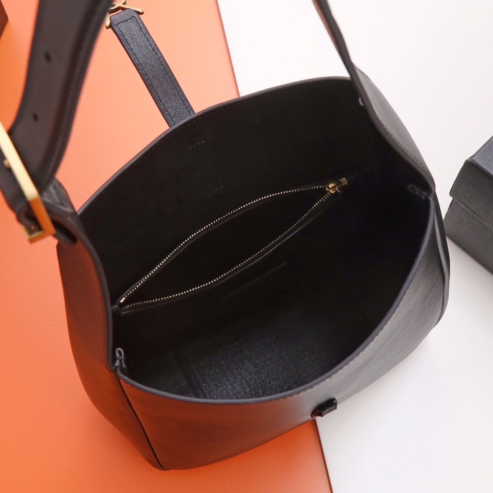 SAINT LAURENT LE5A7 Soft Grain Cow Leather Hobo Shoulder Bag Small Women's Black 713938-AAAUQ-1000 size 22*8.5*23 cm