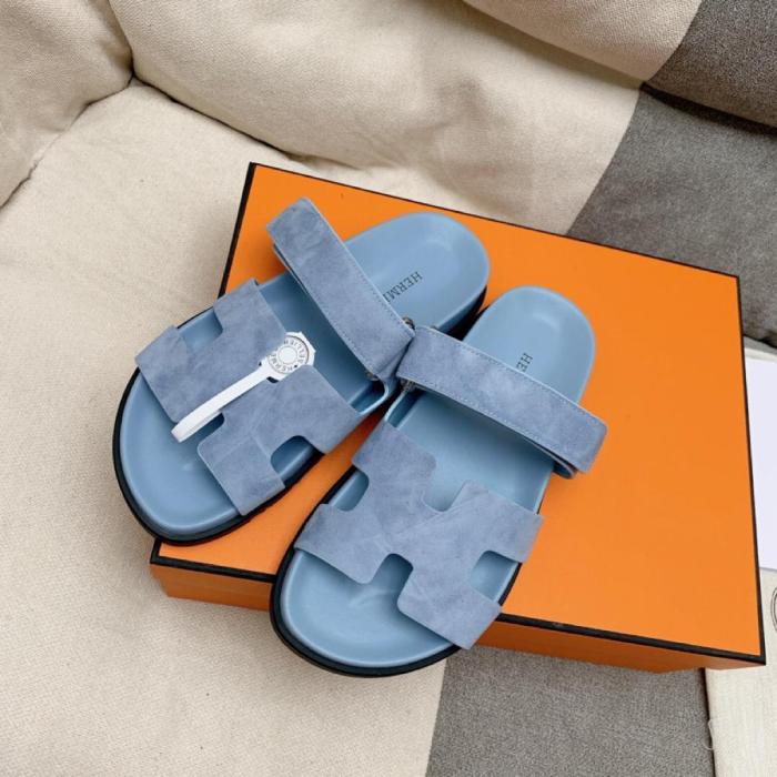 HERMES Chypre Slide Slippers Blue