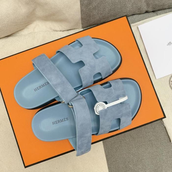 HERMES Chypre Slide Slippers Blue