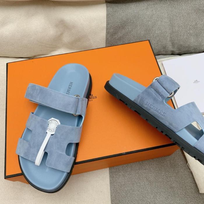 HERMES Chypre Slide Slippers Blue
