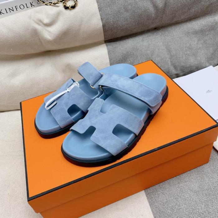 HERMES Chypre Slide Slippers Blue