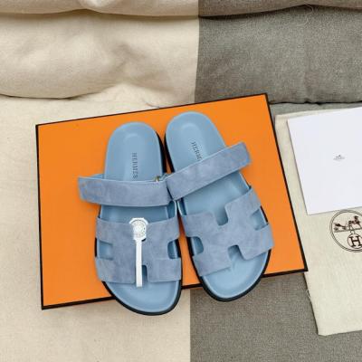 HERMES Chypre Slide Slippers Blue