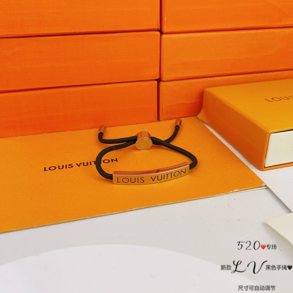 LOUIS VUITTON Brass Bracelets Men's Black