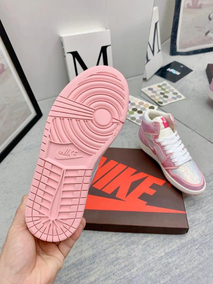 Jordan 1 white pink full diamond custom