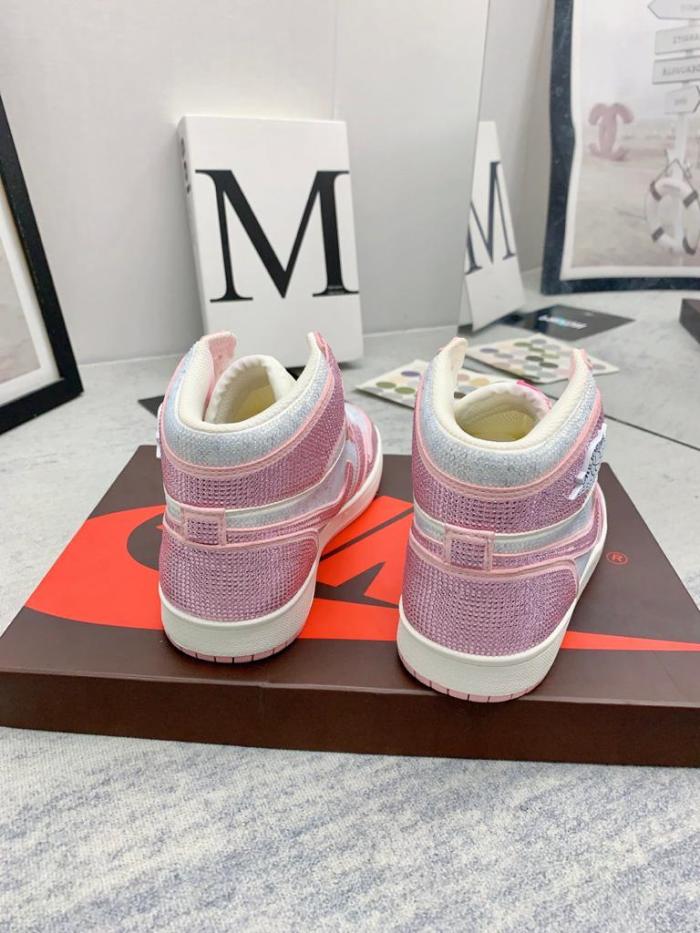 Jordan 1 white pink full diamond custom