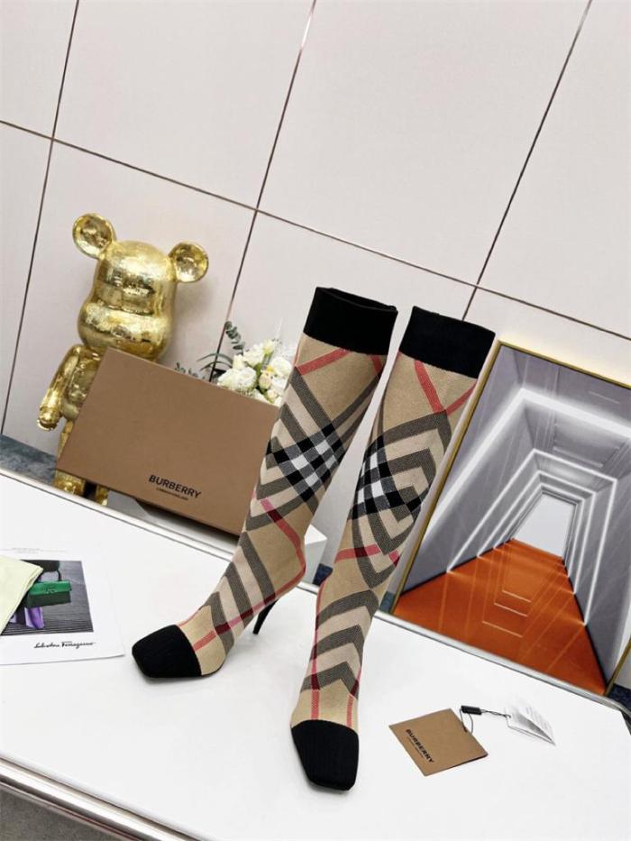 Burberry Knitted Check Sock Boots Heel height: 10.5cm/4.1in