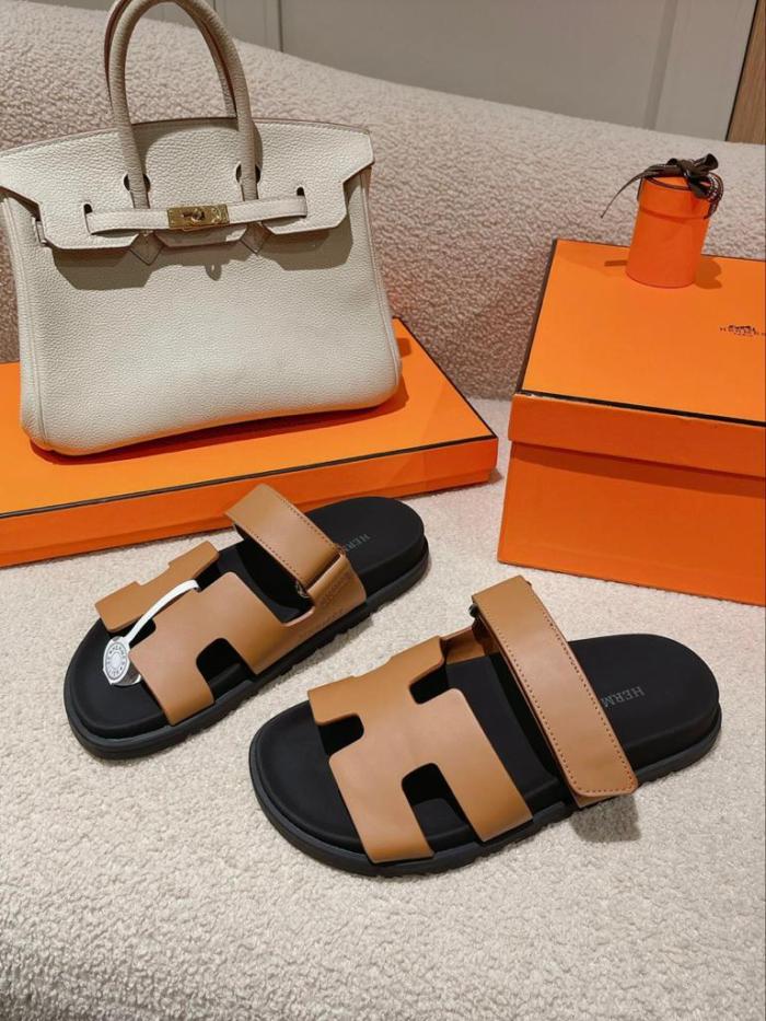 HERMES Calfskin Chypre Sandals
