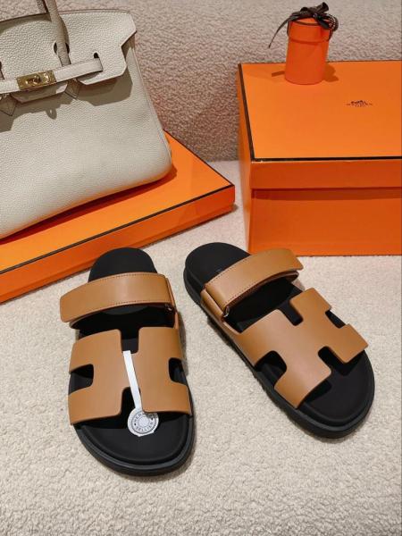 HERMES Calfskin Chypre Sandals