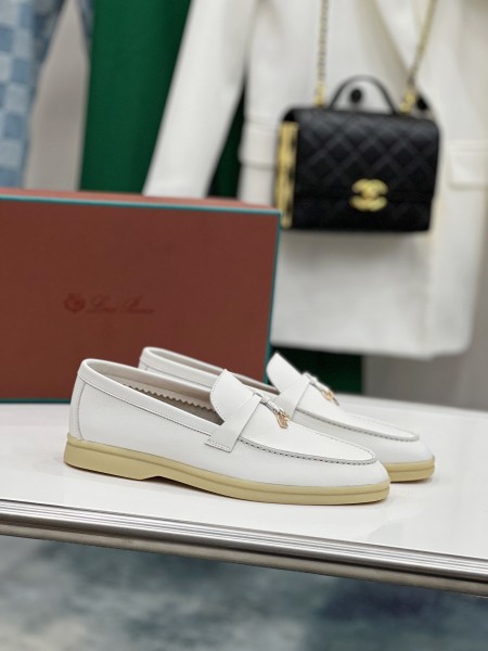 Loro Piana Summer Charms Walk Loafers Women's White