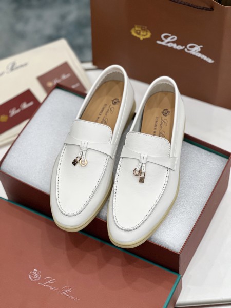 Loro Piana Summer Charms Walk Loafers Women's White
