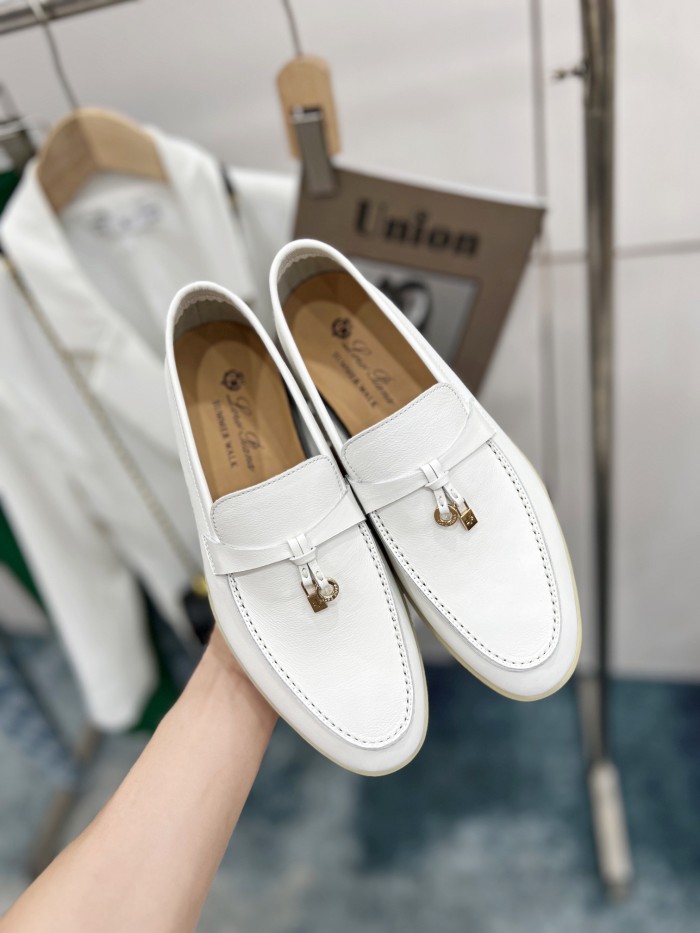 Loro Piana Summer Charms Walk Loafers Women's White