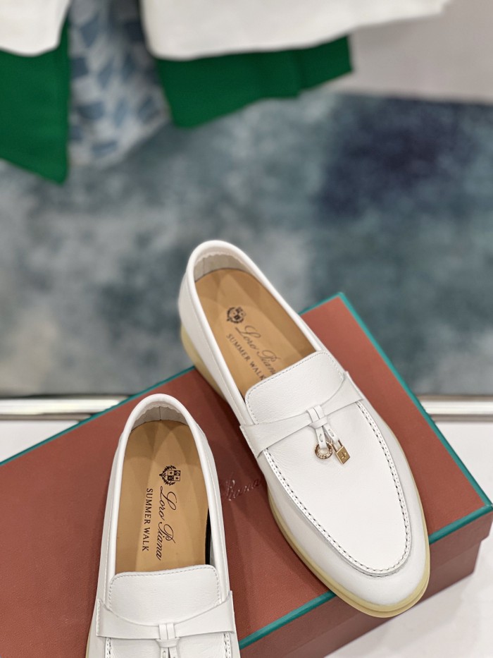 Loro Piana Summer Charms Walk Loafers Women's White
