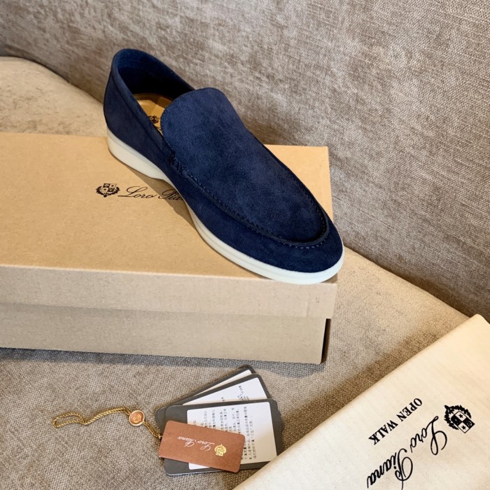 Loro Piana Summer Walk Cow Leather Casual Shoes Blue
