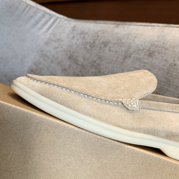 Loro Piana Round Toe Slip-On Sneakers Grey