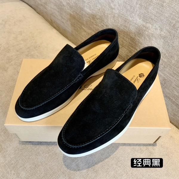 Loro Piana Summer Walk Loafers Suede Black FAE8124MB97
