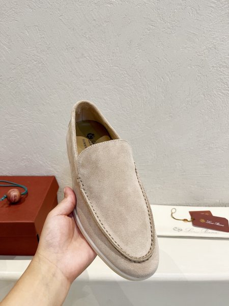 Loro Piana Summer Walk Loafers Men's Light Wood Smoke