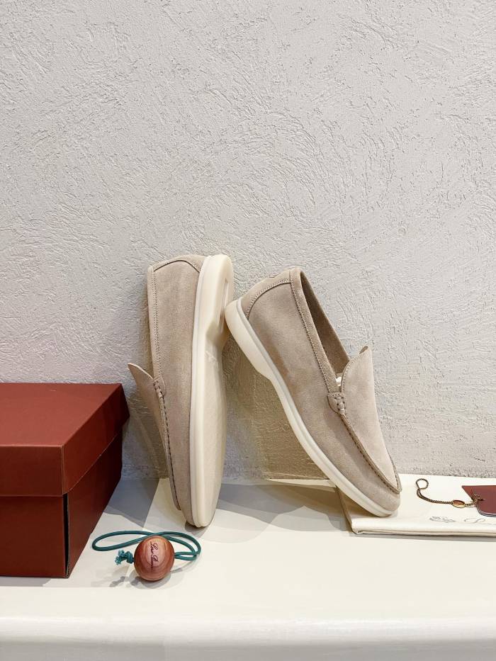 Loro Piana Summer Walk Loafers Men's Light Wood Smoke