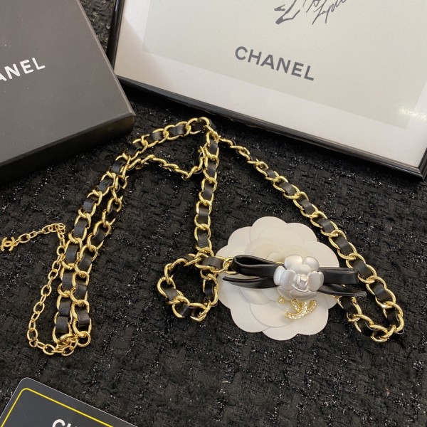 CHANEL Camellia Flower Metal Necklaces Women's