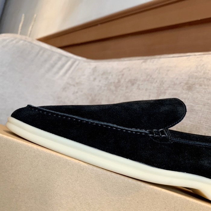 Loro Piana Summer Walk Loafers Suede Black FAE8124MB97