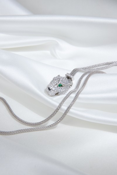 CARTIER PANTHÈRE 18K Gold Diamond Necklaces Unisex White Gold