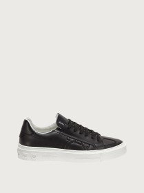 Ferragamo Gancini sneaker calfskin and sued White Black