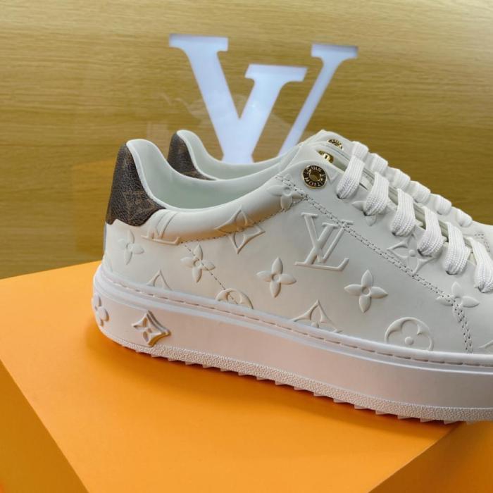 LOUIS VUITTON Time Out Skateboard Shoes Women's Low-Top White/Brown