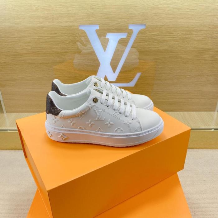 LOUIS VUITTON Time Out Skateboard Shoes Women's Low-Top White/Brown