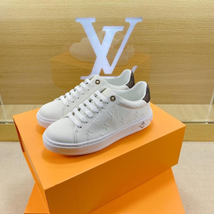LOUIS VUITTON Time Out Skateboard Shoes Women's Low-Top White/Brown