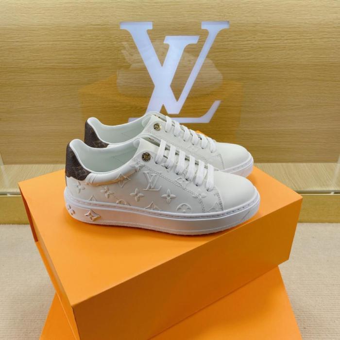 LOUIS VUITTON Time Out Skateboard Shoes Women's Low-Top White/Brown