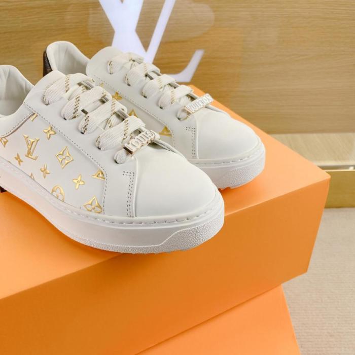 Louis Vuitton Time Out Debossed Monogram Leather White Gold