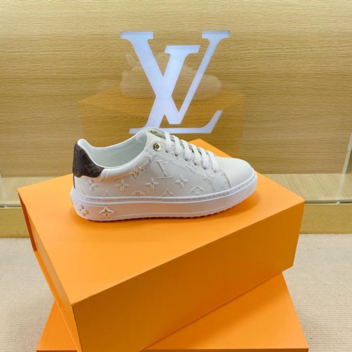 LOUIS VUITTON Time Out Skateboard Shoes Women's Low-Top White/Brown