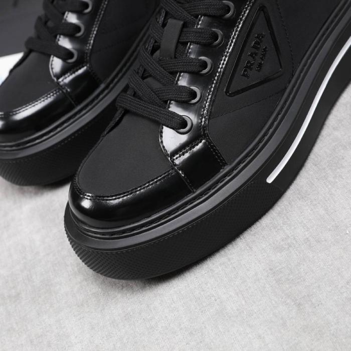 Prada Macro Re-Nylon and brushed leather sneakers Black