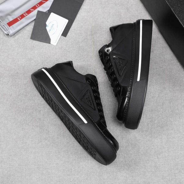 Prada Macro Re-Nylon and brushed leather sneakers Black