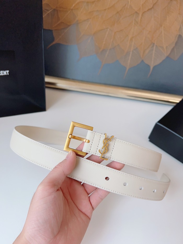 SAINT LAURENT Monogram Buckled Belt (width 3cm) 634437BOO0W9207