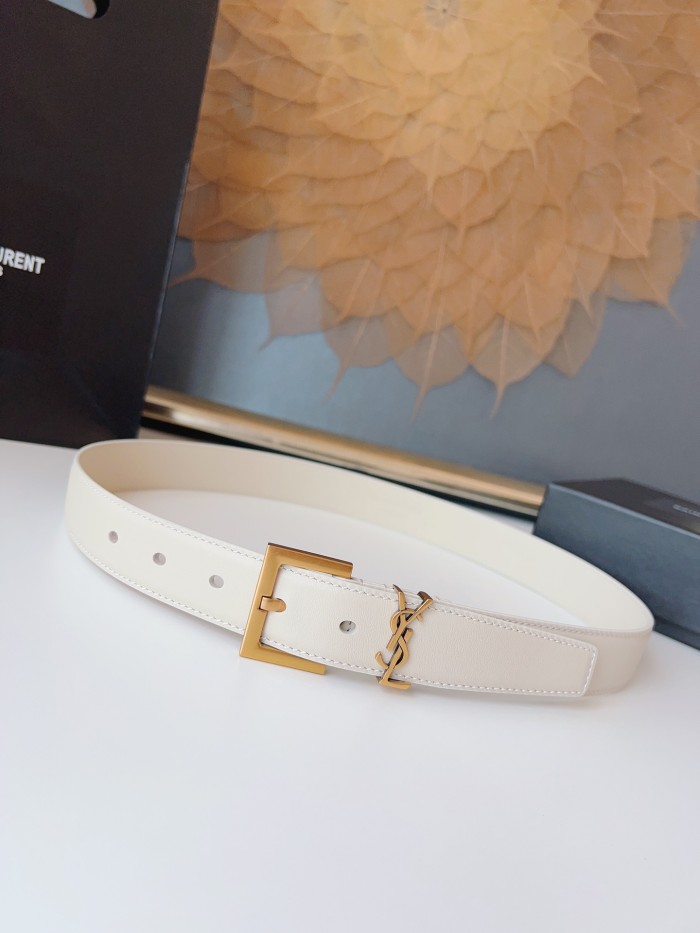 SAINT LAURENT Monogram Buckled Belt (width 3cm) 634437BOO0W9207