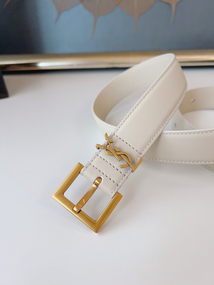 SAINT LAURENT Monogram Buckled Belt (width 3cm) 634437BOO0W9207
