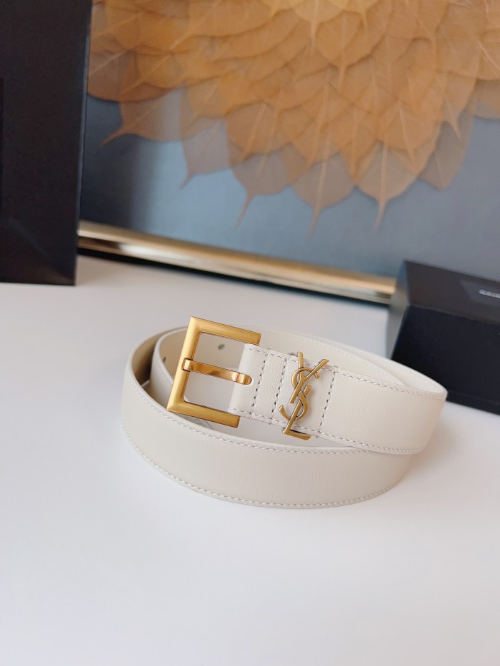 SAINT LAURENT Monogram Buckled Belt (width 3cm) 634437BOO0W9207