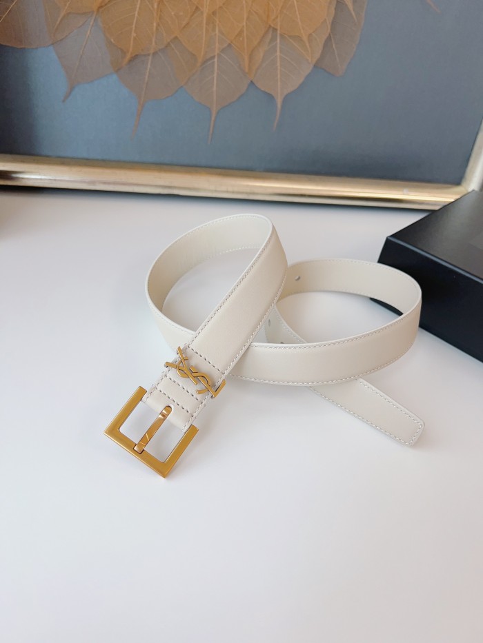 SAINT LAURENT Monogram Buckled Belt (width 3cm) 634437BOO0W9207