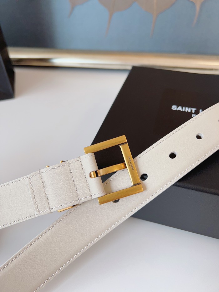 SAINT LAURENT Monogram Buckled Belt (width 3cm) 634437BOO0W9207