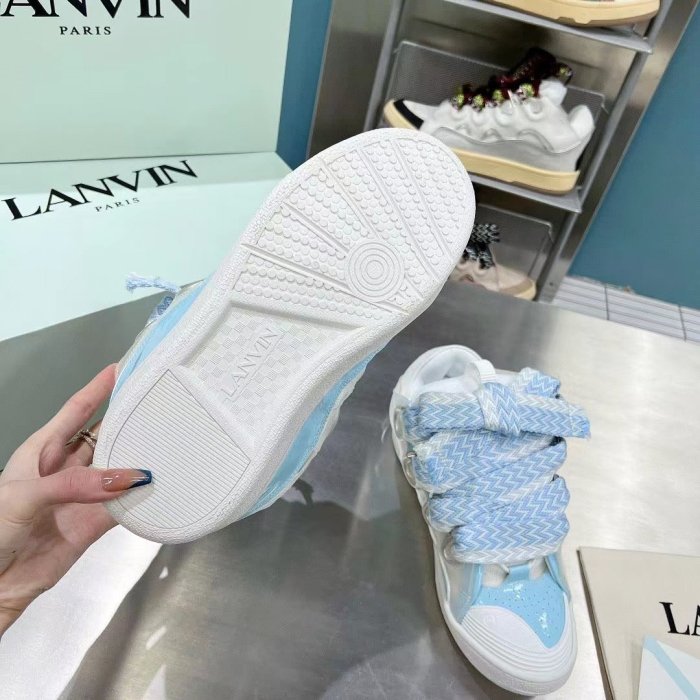 Lanvin Curb Sneaker White Light Blue