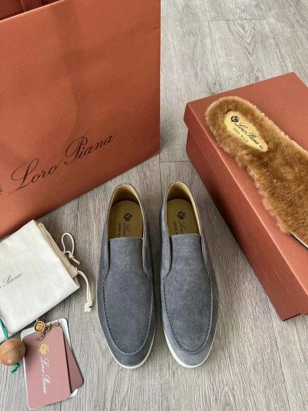 Loro Piana Open Walk Ankle Boots Men's Gray Blue