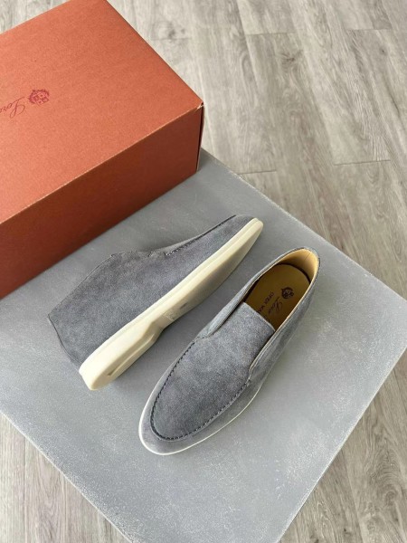 Loro Piana Open Walk Ankle Boots Men's Gray Blue