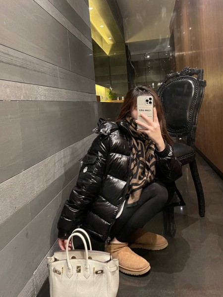 Moncler Maya Hooded Puffer Shiny Jacket