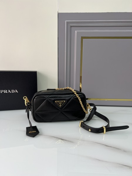 PRADA Soft Sheep Leather Crossbody Bag Shoulder Bag Women's Black 1BH197_2DF0_F0002_V_OVM size 22*7*11 cm