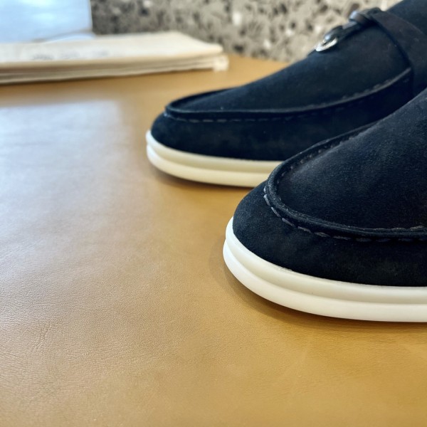 Loro Piana Rubber Sole Closed Toe Slippers Black