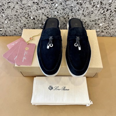 Loro Piana Rubber Sole Closed Toe Slippers Black