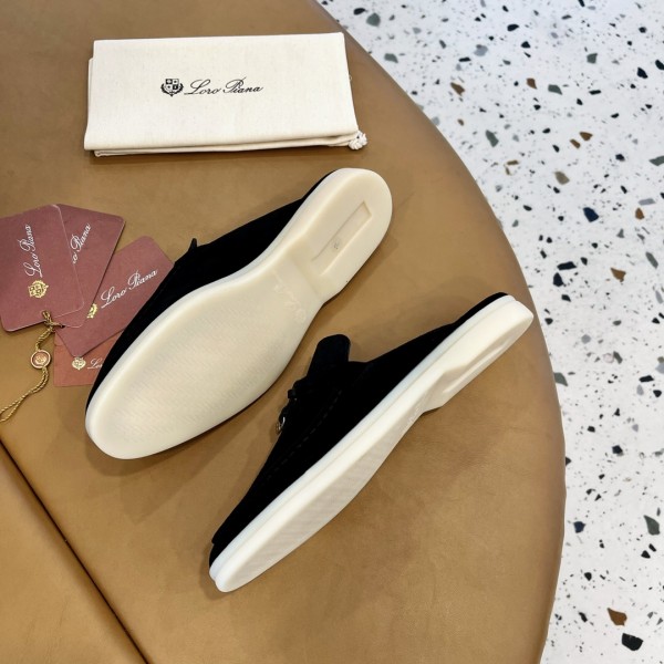 Loro Piana Rubber Sole Closed Toe Slippers Black