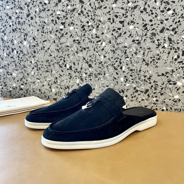 Loro Piana Rubber Sole Closed Toe Slippers Black