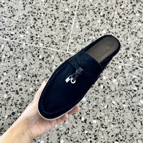 Loro Piana Rubber Sole Closed Toe Slippers Black