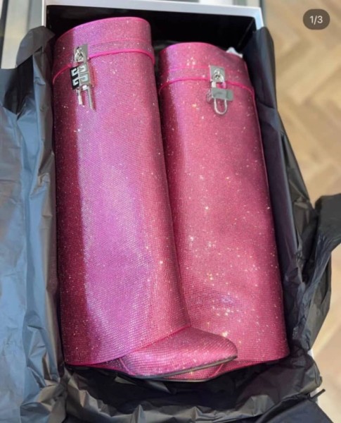 Givenchy Women Shark Lock Boots In Strass pink